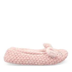 Chaussons Ballerine ROSE Femme Motif Uni A Enfiler