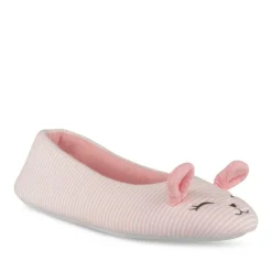 Chaussons Ballerine ROSE Femme Motif Rayures A Enfiler