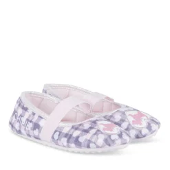 Chaussons Ballerine ROSE Fille Motif Carreaux Elastique