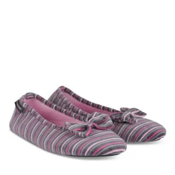 Chaussons Ballerine ROSE Femme Motif Rayures A Enfiler