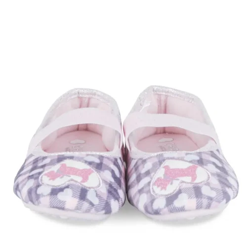 Chaussons Ballerine ROSE Fille Motif Carreaux Elastique