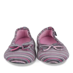 Chaussons Ballerine ROSE Femme Motif Rayures A Enfiler