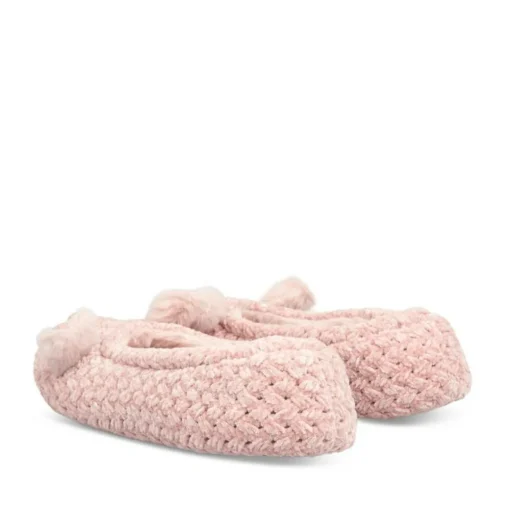Chaussons Ballerine ROSE Femme Motif Uni A Enfiler