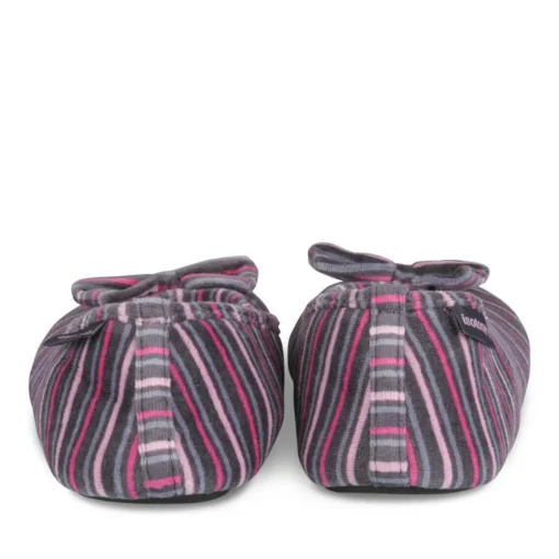 Chaussons Ballerine ROSE Femme Motif Rayures A Enfiler