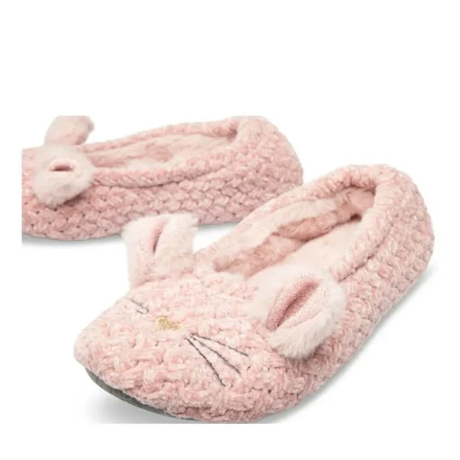 Chaussons Ballerine ROSE Femme Motif Uni A Enfiler