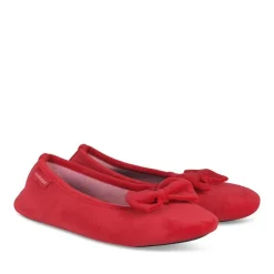 Chaussons Ballerine ROUGE Femme Motif Uni A Enfiler