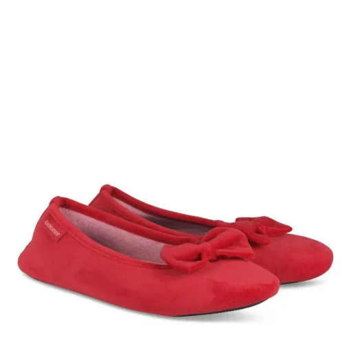Chaussons Ballerine ROUGE Femme Motif Uni A Enfiler