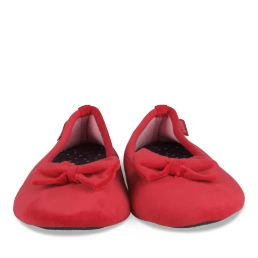 Chaussons Ballerine ROUGE Femme Motif Uni A Enfiler