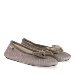 Chaussons Ballerine TAUPE Femme Motif Uni A Enfiler