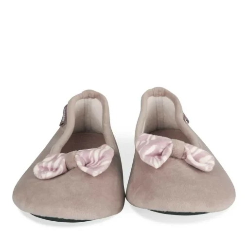 Chaussons Ballerine TAUPE Femme Motif Uni A Enfiler