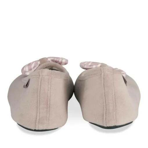 Chaussons Ballerine TAUPE Femme Motif Uni A Enfiler