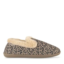 Chaussons BEIGE Femme Motif Animal A Enfiler
