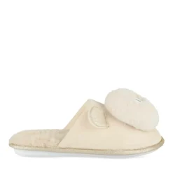 Chaussons BEIGE Femme Motif Uni A Enfiler