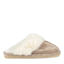 Chaussons BEIGE Femme Motif Uni A Enfiler
