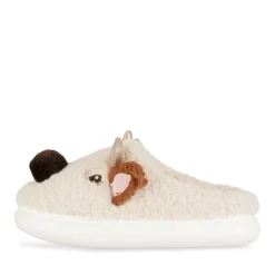 Chaussons BEIGE Femme Motif Animal A Enfiler