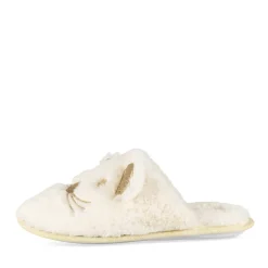 Chaussons BEIGE Femme Motif Animal A Enfiler