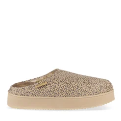 Chaussons BEIGE Femme Motif Animal A Enfiler