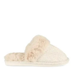 Chaussons BEIGE Femme Motif Uni A Enfiler