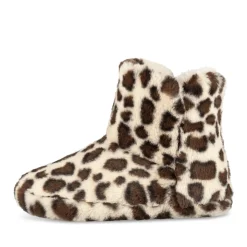 Chaussons BEIGE Femme Motif Animal A Enfiler