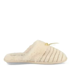 Chaussons BEIGE Femme Motif Uni A Enfiler