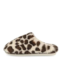 Chaussons BEIGE Femme Motif Animal A Enfiler