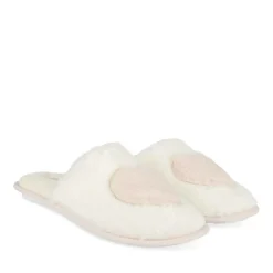 Chaussons BEIGE Femme Motif Uni A Enfiler