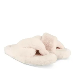 Chaussons BEIGE Femme Motif Uni A Enfiler