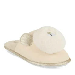 Chaussons BEIGE Femme Motif Uni A Enfiler