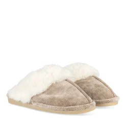 Chaussons BEIGE Femme Motif Uni A Enfiler