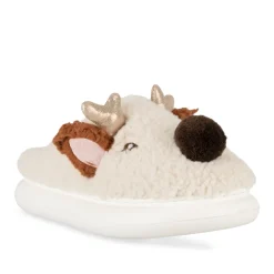 Chaussons BEIGE Femme Motif Animal A Enfiler