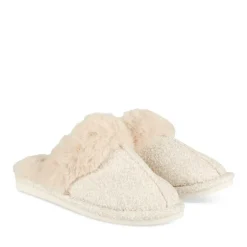 Chaussons BEIGE Femme Motif Uni A Enfiler