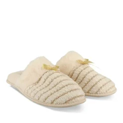 Chaussons BEIGE Femme Motif Uni A Enfiler