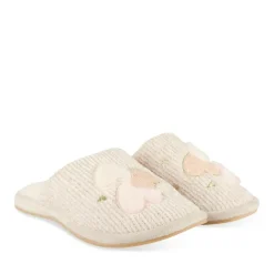 Chaussons BEIGE Femme Motif Uni A Enfiler