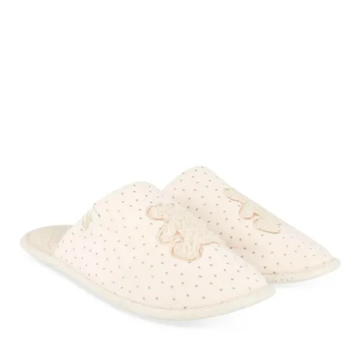Chaussons BEIGE Femme Motif Uni A Enfiler