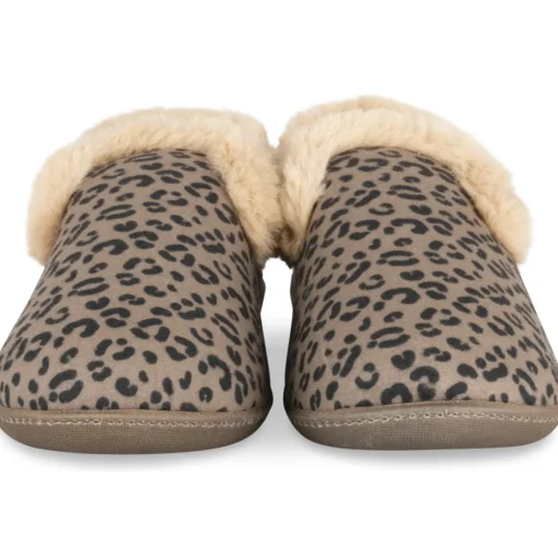 Chaussons BEIGE Femme Motif Animal A Enfiler
