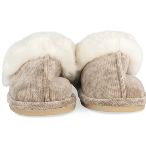 Chaussons BEIGE Femme Motif Uni A Enfiler