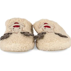 Chaussons BEIGE Femme Motif Animal A Enfiler