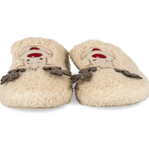 Chaussons BEIGE Femme Motif Animal A Enfiler
