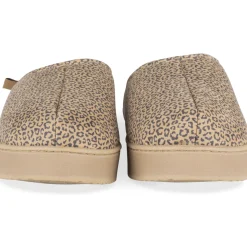 Chaussons BEIGE Femme Motif Animal A Enfiler