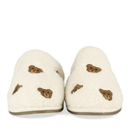 Chaussons BEIGE Femme Motif Animal A Enfiler