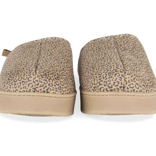 Chaussons BEIGE Femme Motif Animal A Enfiler