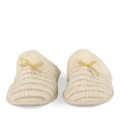 Chaussons BEIGE Femme Motif Uni A Enfiler
