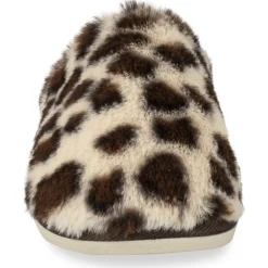 Chaussons BEIGE Femme Motif Animal A Enfiler
