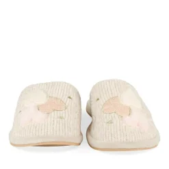 Chaussons BEIGE Femme Motif Uni A Enfiler