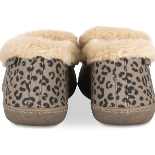 Chaussons BEIGE Femme Motif Animal A Enfiler