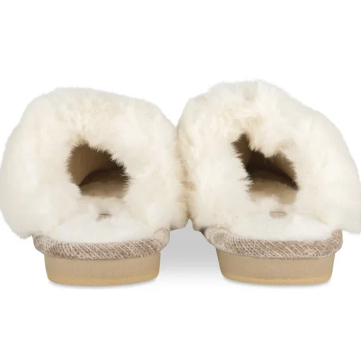 Chaussons BEIGE Femme Motif Uni A Enfiler