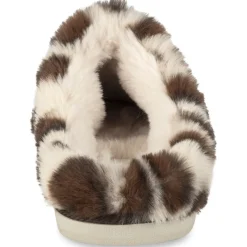 Chaussons BEIGE Femme Motif Animal A Enfiler