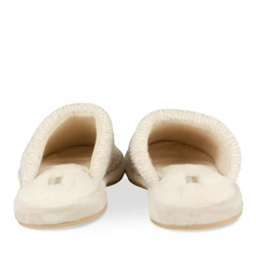 Chaussons BEIGE Femme Motif Uni A Enfiler