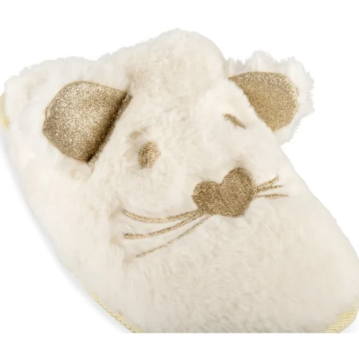Chaussons BEIGE Femme Motif Animal A Enfiler