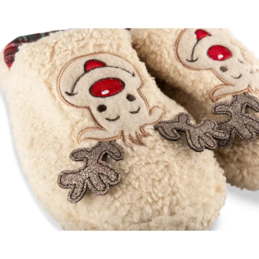 Chaussons BEIGE Femme Motif Animal A Enfiler